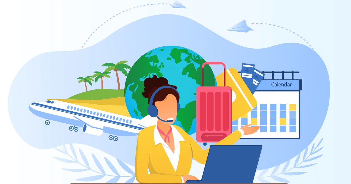 travel agent working online